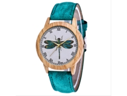 Reloj De Pulsera Para Parejas Zhoulianfa Con Diseño De Libélula, Aleación, Cuarzo, Lienzo Verde.