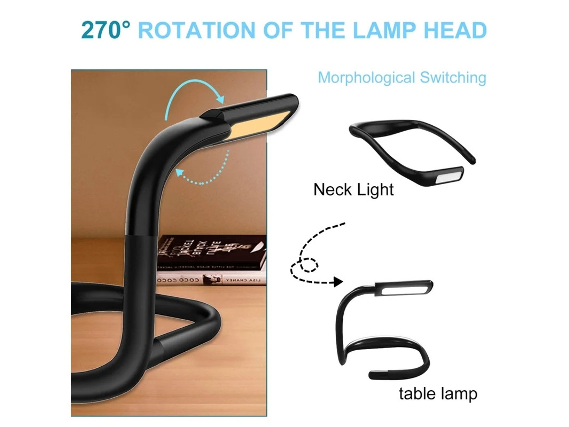 Lámpara de lectura LED para cuello, lámpara de lectura para cama, lámpara de escritorio, brillo ajustable en 3 colores con brazos plegables, ideal para reparaciones. Bestvite