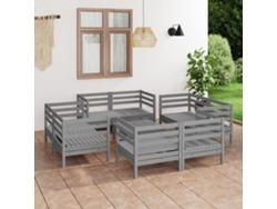 Conjunto de salón de jardín de 2 piezas de pino macizo gris Dkd Home Decor