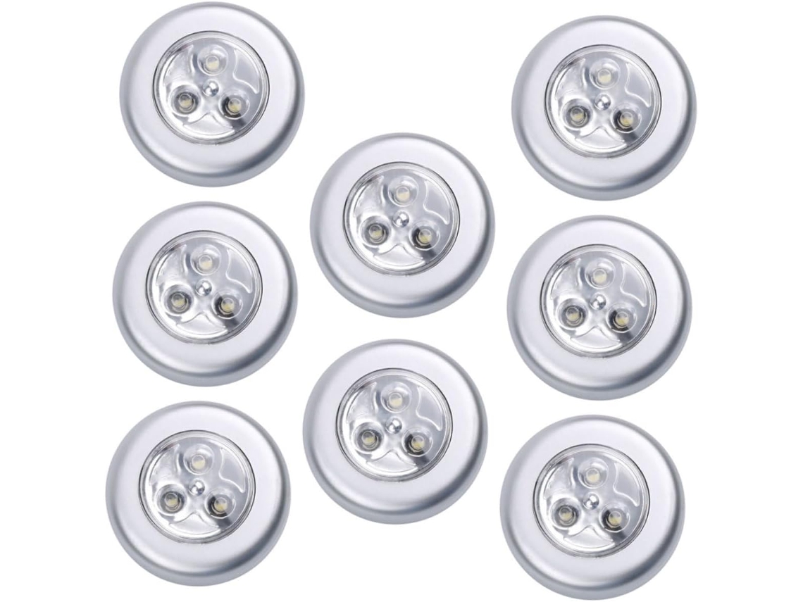 Lámpara Táctil De 8 Piezas Que Funciona Con Pilas Con Led Para Iluminación De Mesita De Noche Debajo De Los Muebles Control Sencillo Y