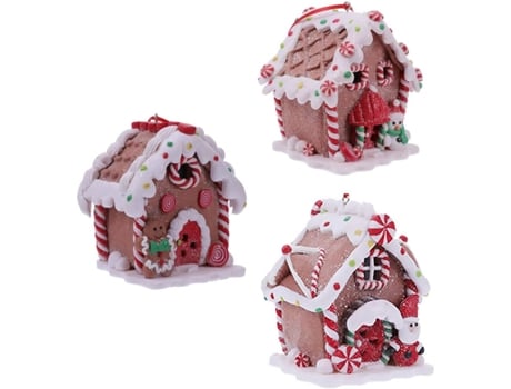 Conjunto de Árbois de Navidad ZMDECQNA Uds Adorno Casa Pan Jengibre Iluminado Casas Pueblo Miniatura Ilumi Dulces - 3un (15x11x9cm)