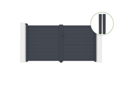 Puerta abatible 3m EIGER Al.160cm aluminio gris 2 postes 20x20cm Al.190cm CASANOOV