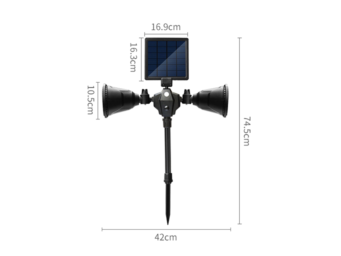 Lámpara Solar De 6v 3w Con 36 Led, Sensor Pir, 4 Modos, Clasificación Ip65, Batería De 2*2600mah, Para Jardín Y Patio.