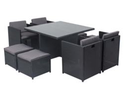Conjunto de Comida CONCEPT U Miami 8 Personas em poli rattan Negro trançado resina