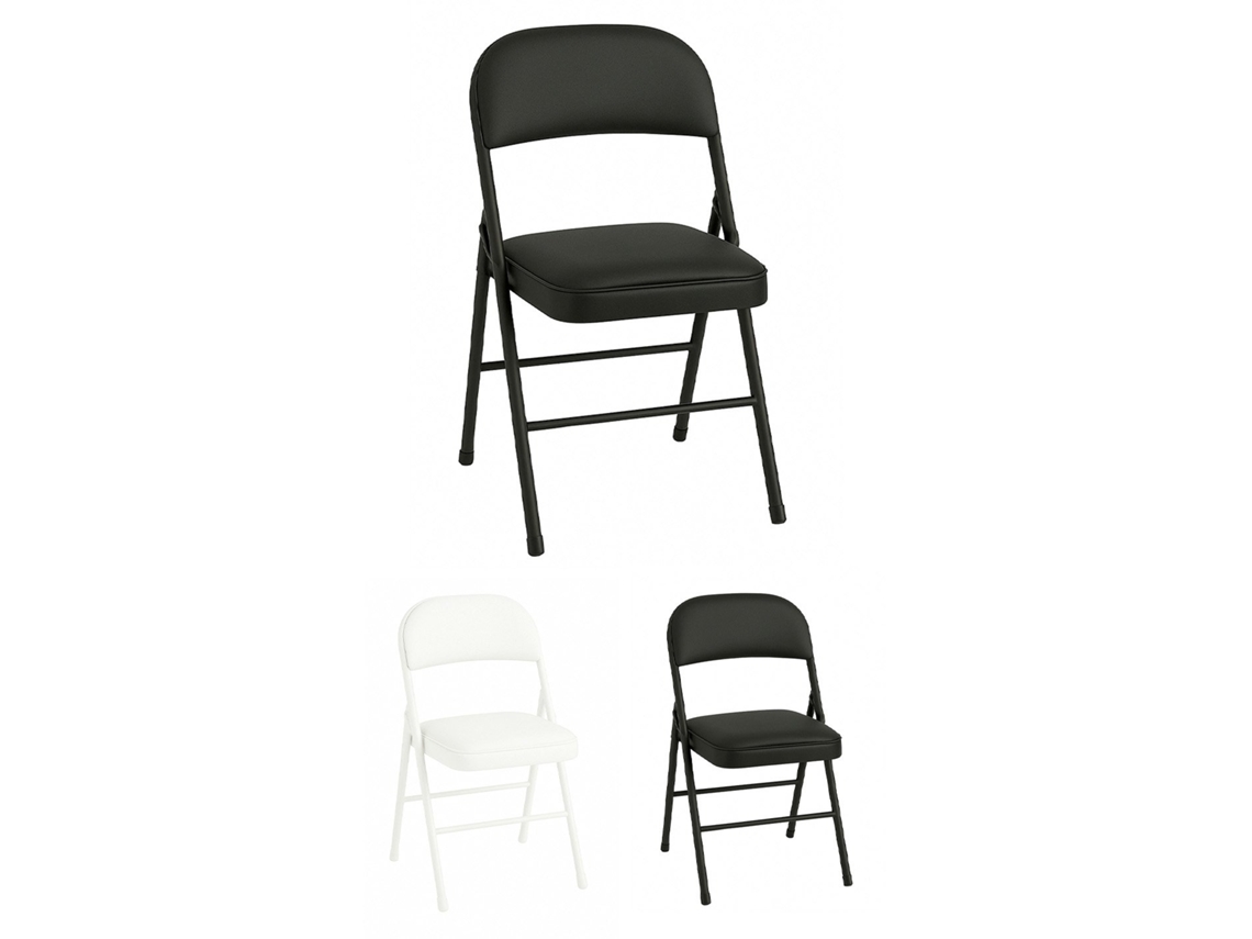 Silla metálica plegable acolchada 80x46x46 cm | Ideal para hogar y eventos Unidad Jardín Negro 202