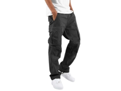 2026-pantalones Cargo Largos Hombre Confortables Algodón Lino Bolsillos Casual Sueltos Trabajo 2xl Negro