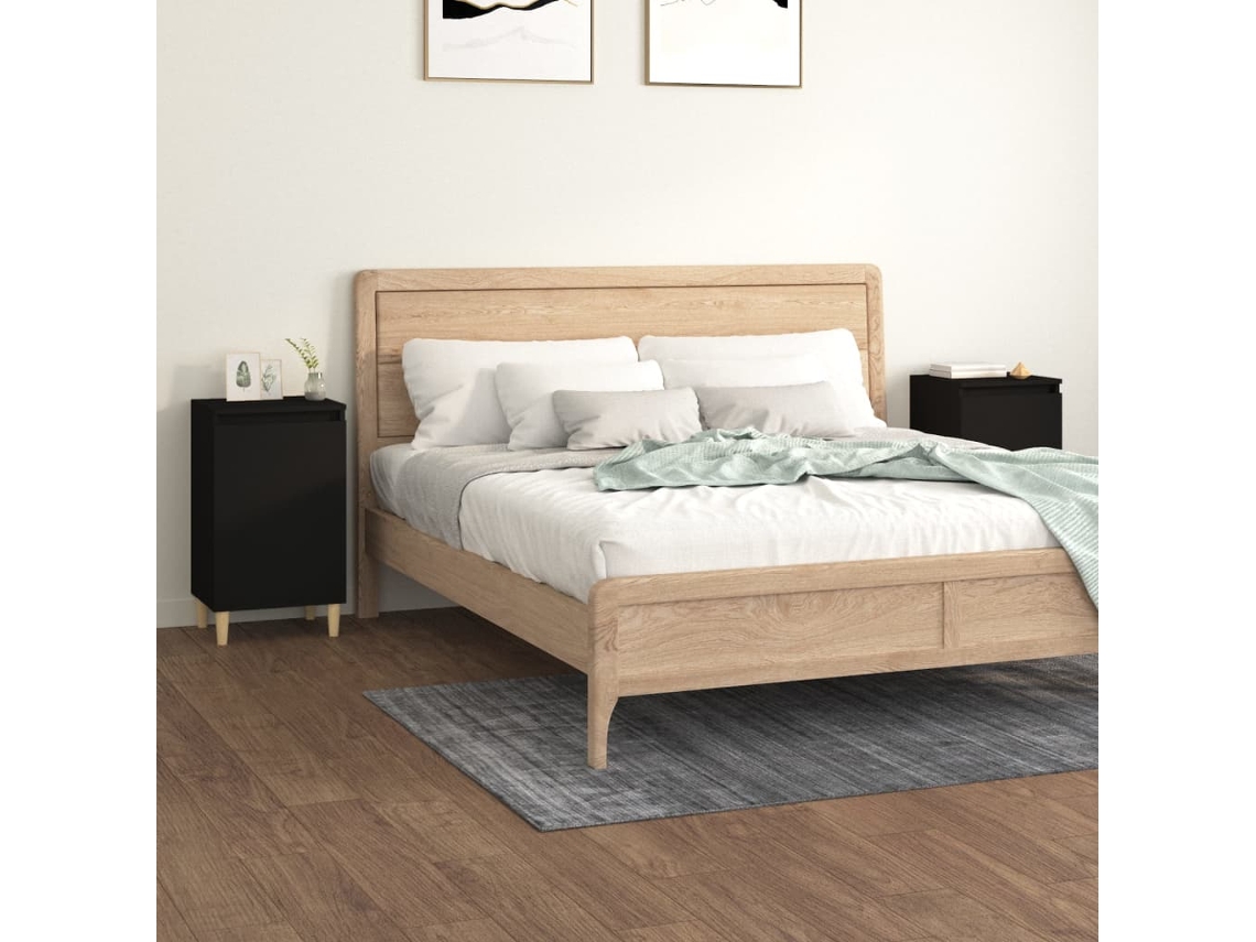 Mesitas de Noche 2Pzs 40X35X70 Cm Derivados de Madera Negro