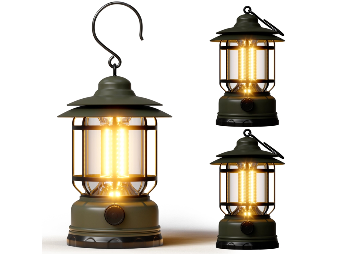 3 Linternas Led Recargables Verdes, Regulación Continua, Impermeables Ipx4. Para Exterior, Pesca Y Emergencias Por Corte De Luz.