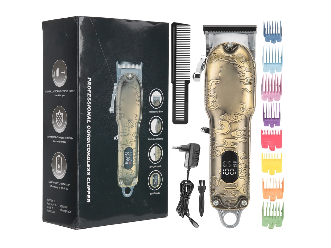 Kit De Cortador De Cabelo Elétrico Lcd Para Homem Batedor De Barba Com 8 Pentes Limitadores Bateria 2500mah 110-240v