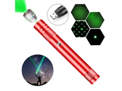 Linterna Con Puntero Láser Con Patrón De Estrella Láser Verde Carga Directa Por Usb (rojo) Cuich