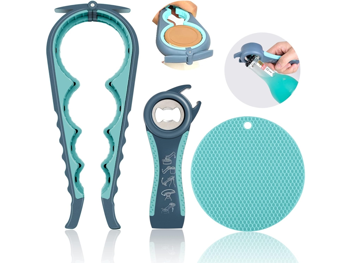 Abrelatas 5 En 1 Para Maos Fracos Y Personas Con Artritis, Soporte De Goma Antideslizante