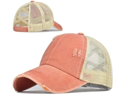 Gorra De Hombre, Mujer Con Cruz Y Coleta, Béisbol Moño Alto Despeinado Efecto Desgastado, Papá | Algodón
