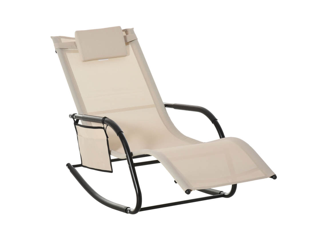 Silla columpio de jardín de malla metálica beige