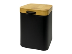 Relaxdays Cubo De Basura Cosmético De Pared, 3 L, Cierre Suave, Cubo Interior, Metal, Baño, Negro/natural