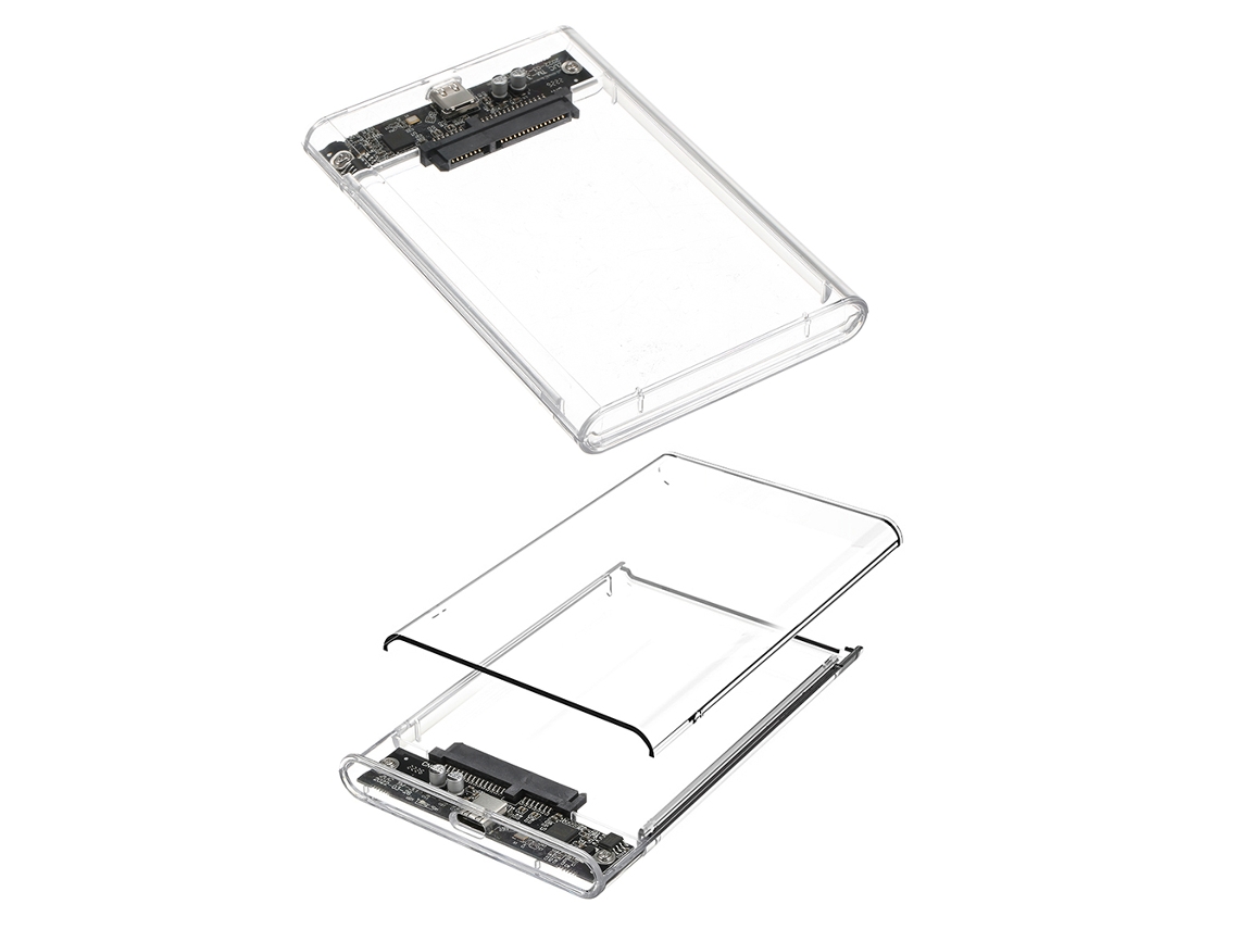 Caja Para Disco Duro De 2.5 Pulgadas Tipo C Transparente Para Hdd/ssd Sata, Instalación Fácil Luz Dorada