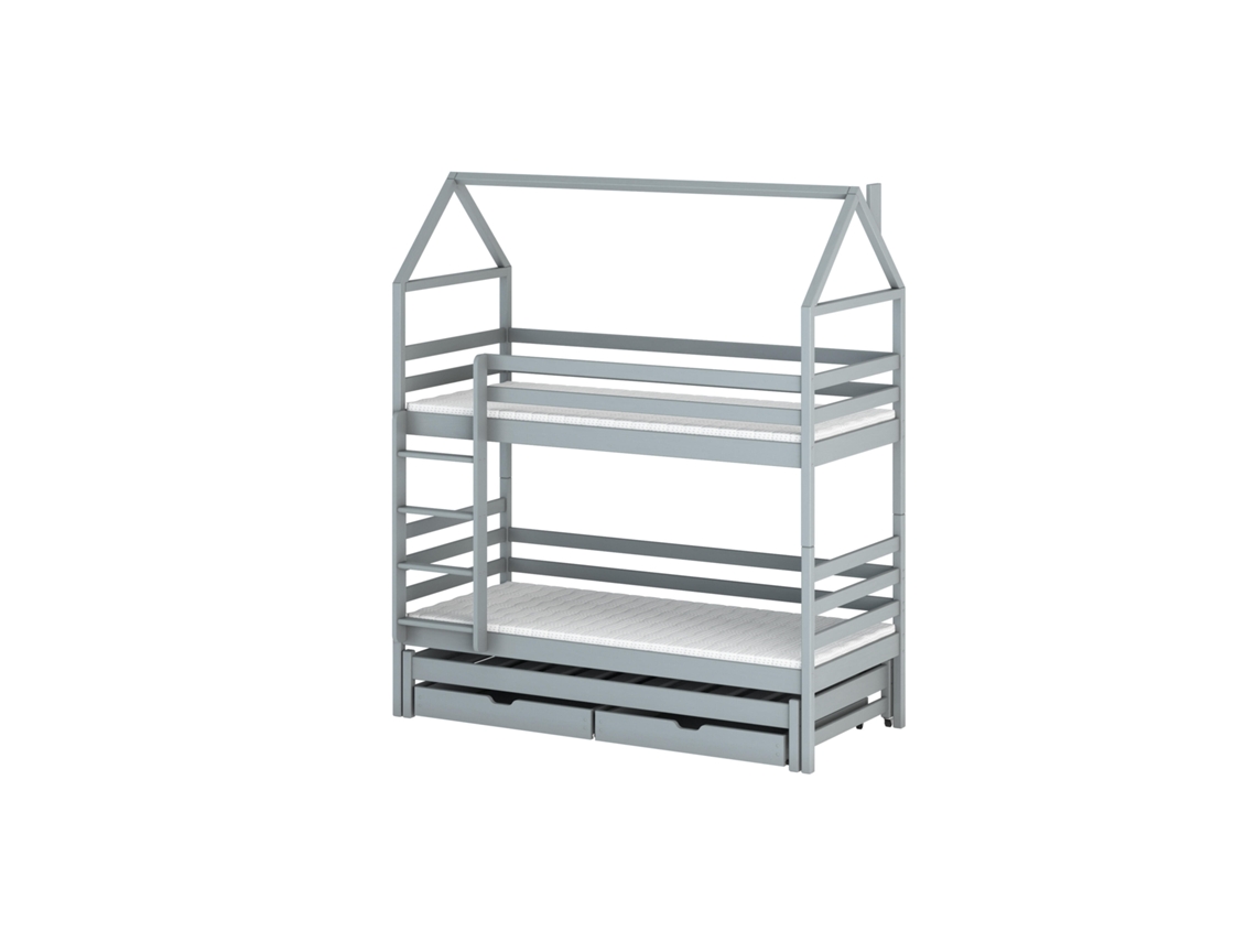 Cama Infantil FURNLUX Dalia (Gris, Madera Maciza - 88X198X217 Cm / 80X190 Cm)