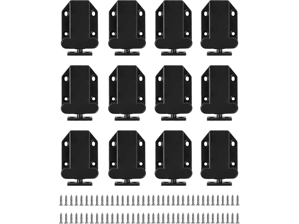Cerrojo De Cajón Con Función De Pop-up Automático, Pestillo De Empuje Para Armarios, 12 Pack Negro
