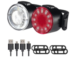 YIZHOOD Juego de luces LED para bicicleta recargable por USB Ipx5 resistente al agua DES574 (negro)