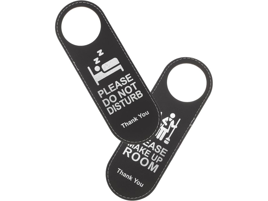 Juego De 2 Letreros De Cuero Negro Para Puertas, Estilo Moderno Y Decorativo, Recordatorio Claro Y Fácil De Leer.