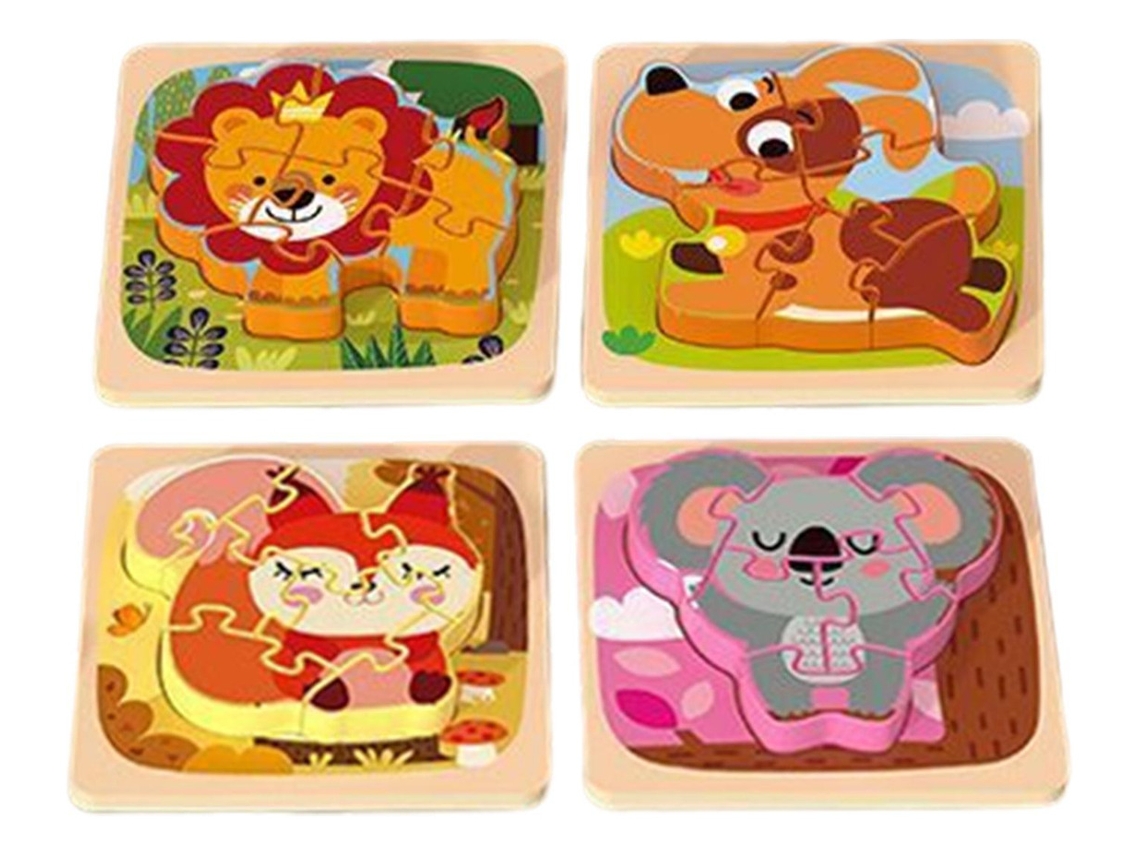 Rompecabezas de 4 piezas con forma de animal y 4 estilos C Slowmoose