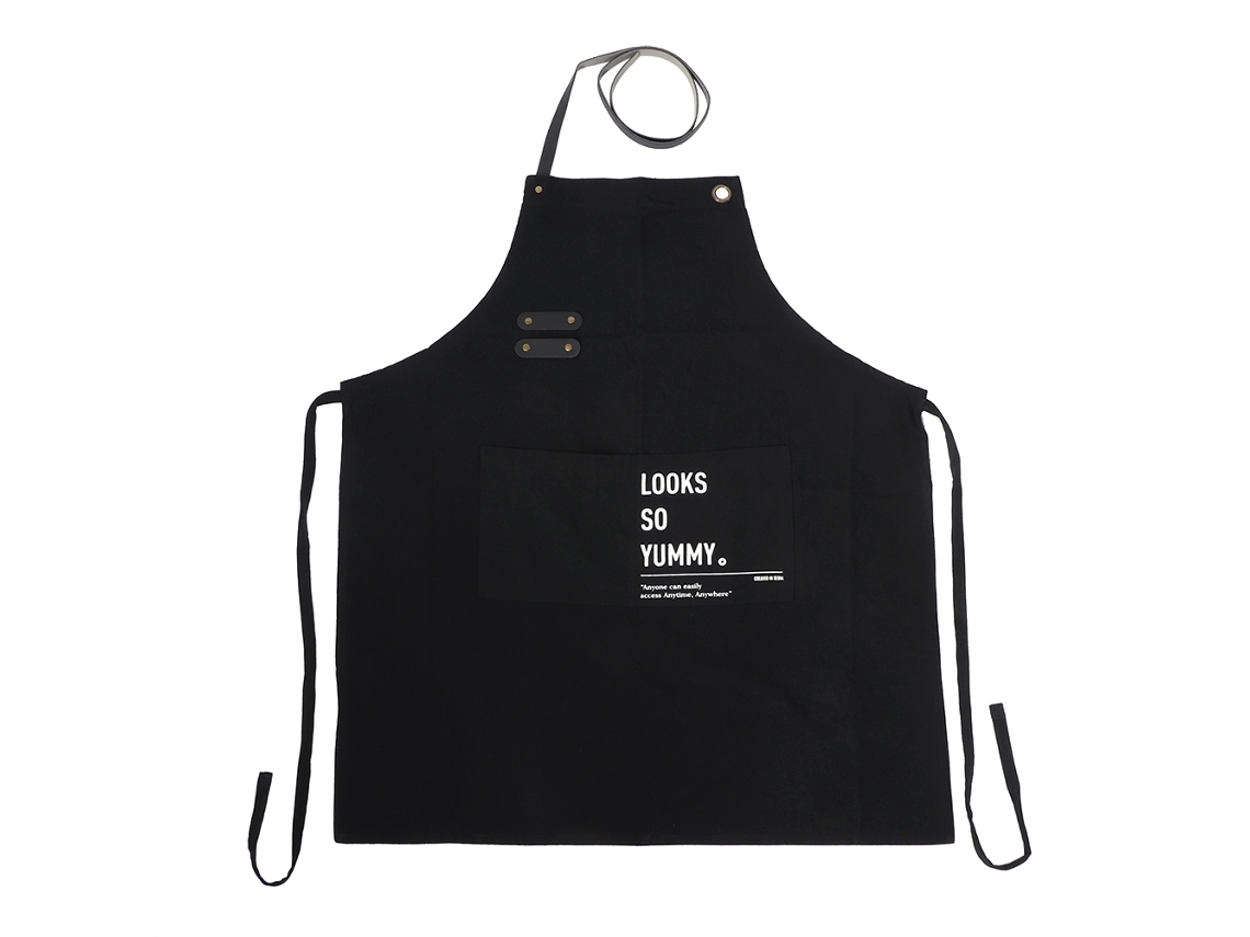 Delantal Adulto De Algodón Y Lino Para Cocina, Cafetería O Hogar Con Cordón Ajustable (negro)