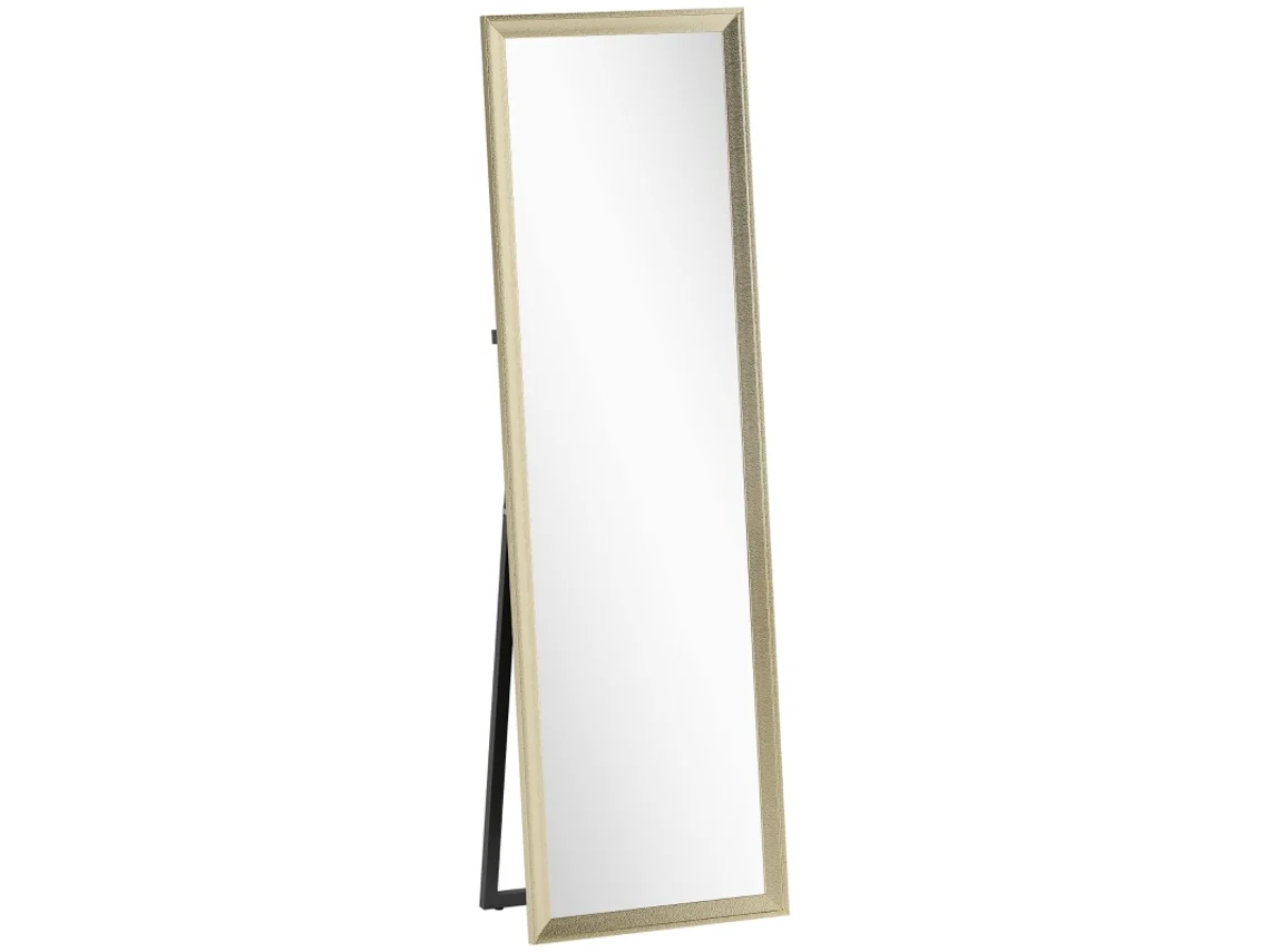 Espejo De Cuerpo Entero, De Colocación Flexible, 160 X 50 Cm, Tono Dorado