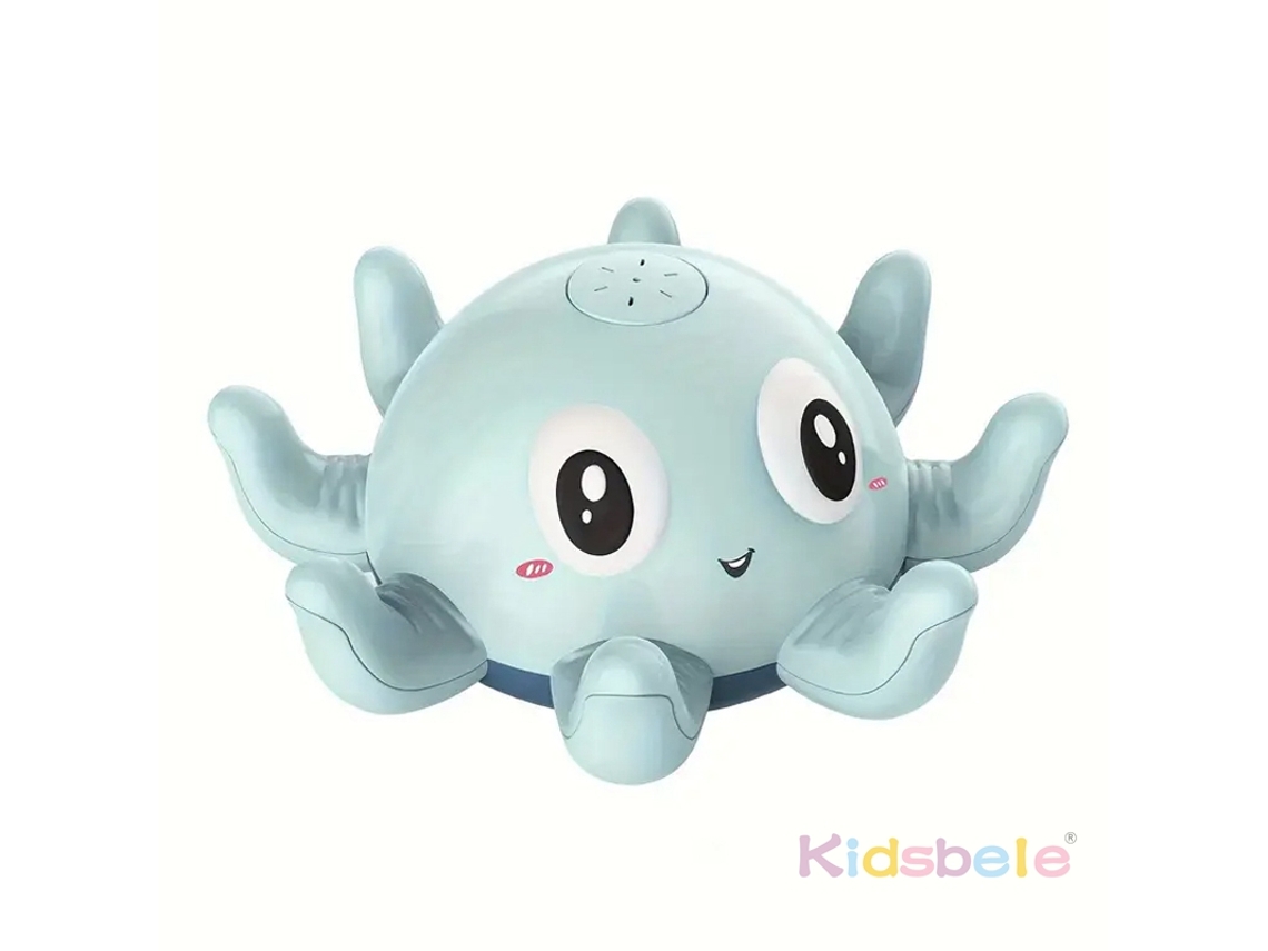 Juguete De Baño Para Bebé (azul) Con Música Iluminada Y Sensor Automático, Juguete De Ducha Con Forma De Pulpo.