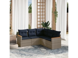 Maison Exclusive - Conjunto De Sofá De Jardín De 5 Piezas Con Cojines, Poliratán Gris
