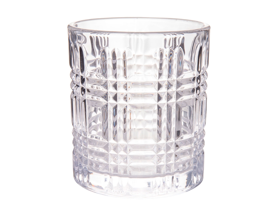 Juego de 6 vasos de agua Cofan con relieve, 27,5 cl, cristal transparente, aptos para lavavajillas, elegantes vasos bajos.