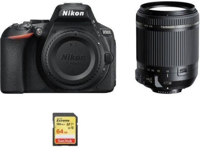 Kit Cámara Réflex NIKON D5600 + Tamron 18-200mm F3.5-6.3 Di II VC (B018) + 64GB SD