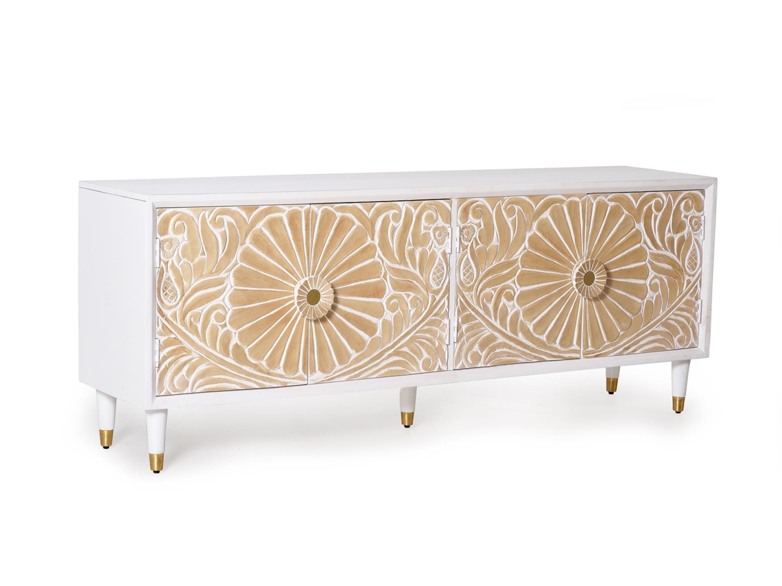 Mueble TV madera de madera de mango blanco BLANCO.GINER Y COLOMER 65x40x170