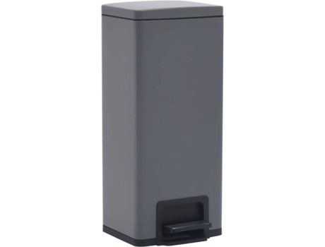 vidaXL Cubo basura con pedal antihuellas 30L gris acero inoxidable
