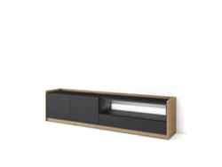 Mueble Tv, Televisión, 207x37x50cm, Para Tv Hasta 80", Led, Negro Y Roble