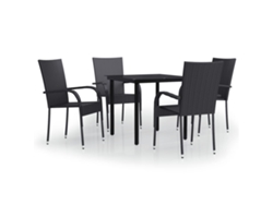 vidaXL Juego de comedor de exterior de 5 piezas negro