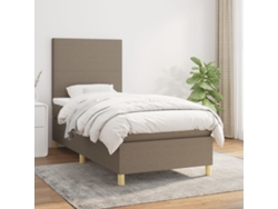 Cama Box Spring Con Colchón Tela Gris Taupe 90x190 Cm