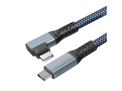 Cable USB-C 3 en 1 Carga 300W Resolución 4K Transferencia 20Gbps Acodado 1m Gris