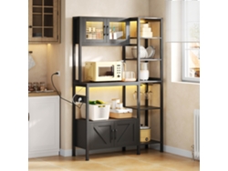 Estantería Cocina Multifuncional Con Enchufe, Led, Función Bar Y Soporte Microondas