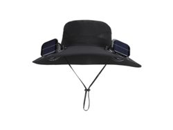 Sombrero Solar Chrui Con Ventilador Doble Y Carga Usb (negro)