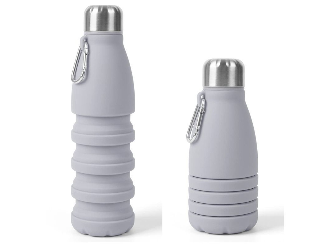 2026da-botella De Agua De Silicona Plegable Reutilizable 550ml Para Viajes Acampada Senderismo Color Gris