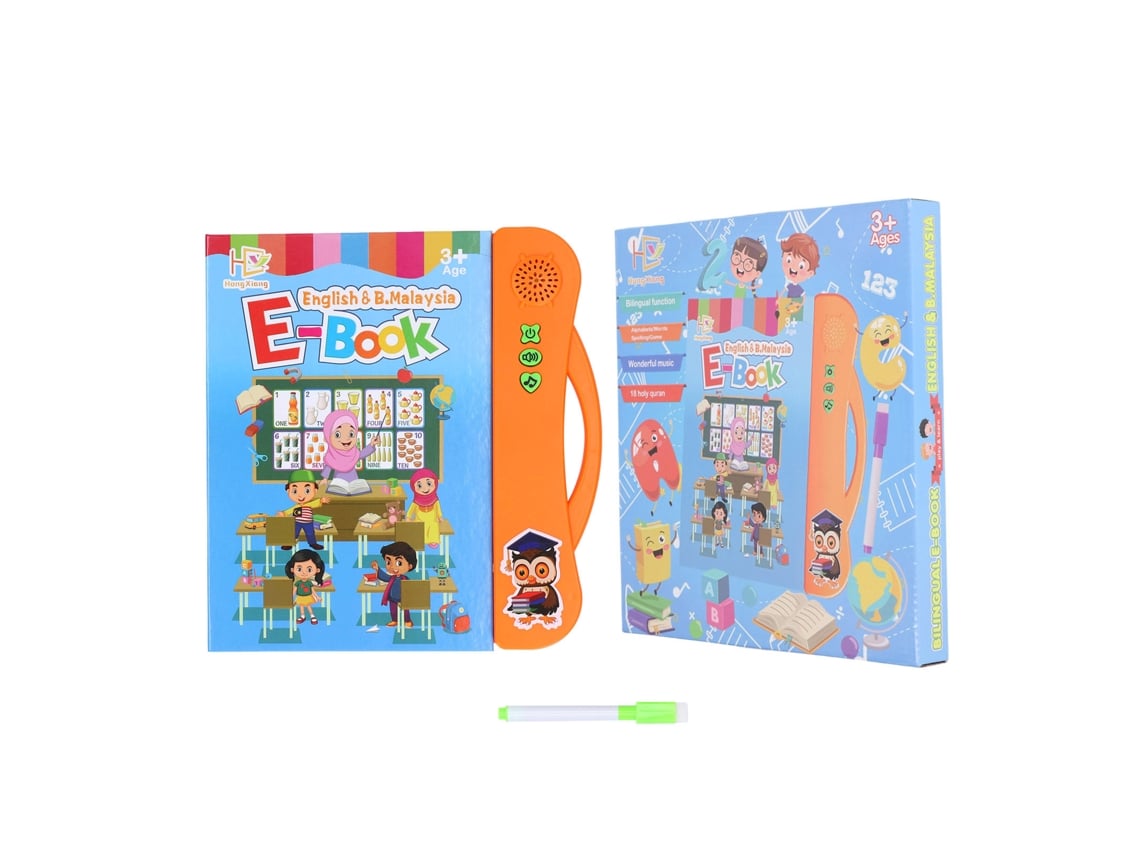 Ats-libro De Sonidos Electrónico Abc En Inglés Y Malayo Para Niños Con Lápiz Animal Fruta Aprendizaje Juguete Educatsivo Naranja