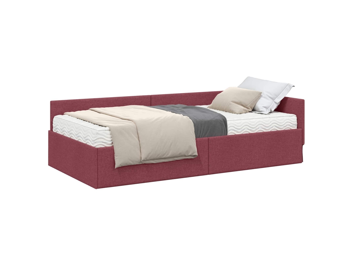 Maison Exclusive - Estructura De Cama Esquina Con Colchón Otro 2 Pcs Gris Tela