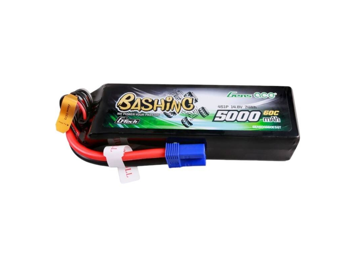 Batería Lipo Gens Ace de 5000 mAh, 14,8 V, 4S1P, 60 C, con conector EC5 para control remoto.