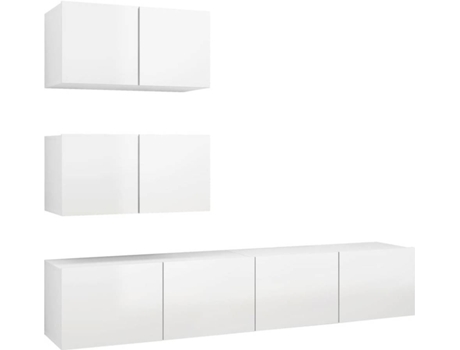 Conjunto 4 de muebles de salón VIDAXL madera ingeniería blanco brillo