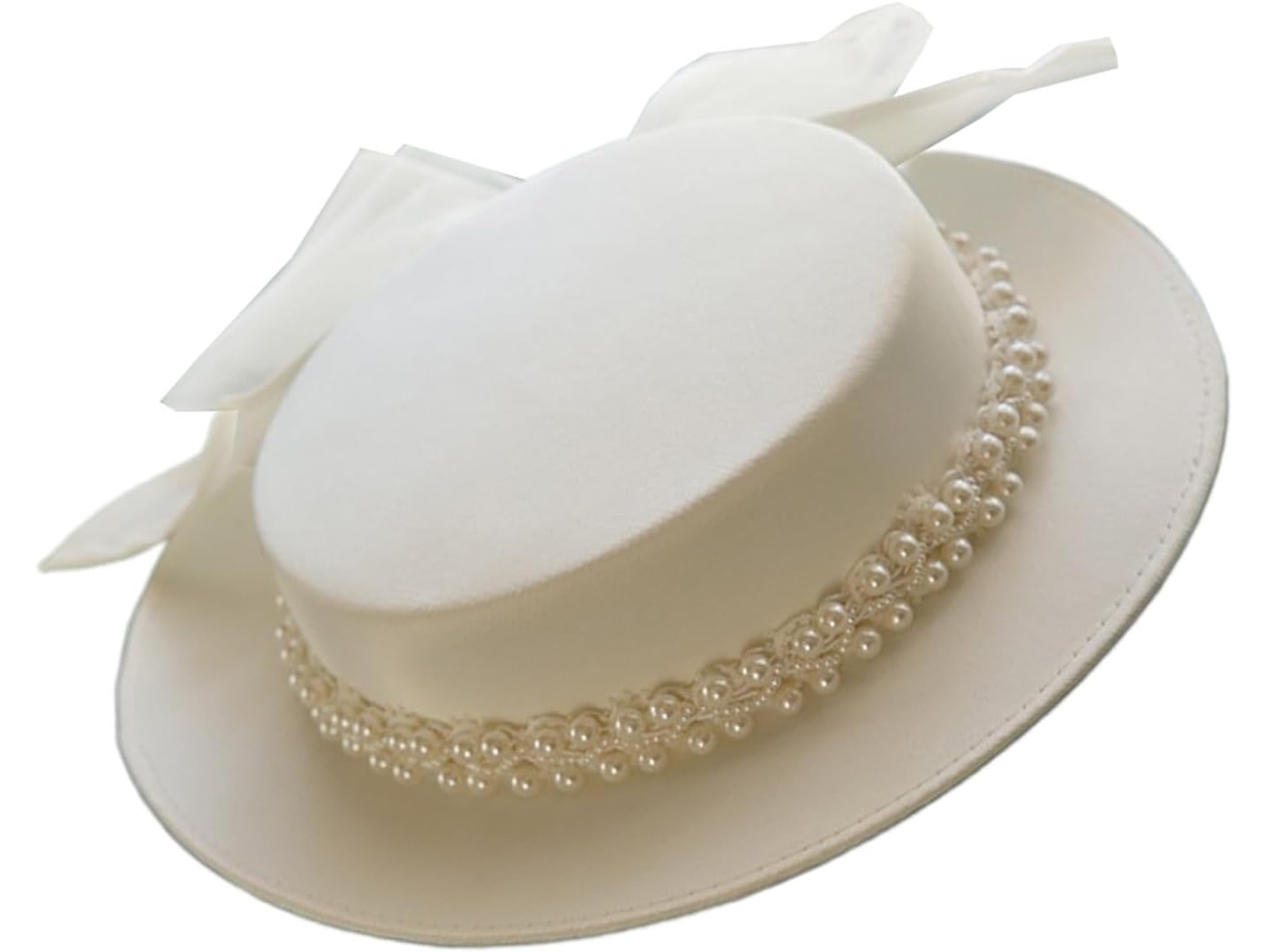 Elegante Sombrero De Boda Victoriano Con Cadena De Perlas - Accesorio Para Ceremonia Y Fotografía De Boda