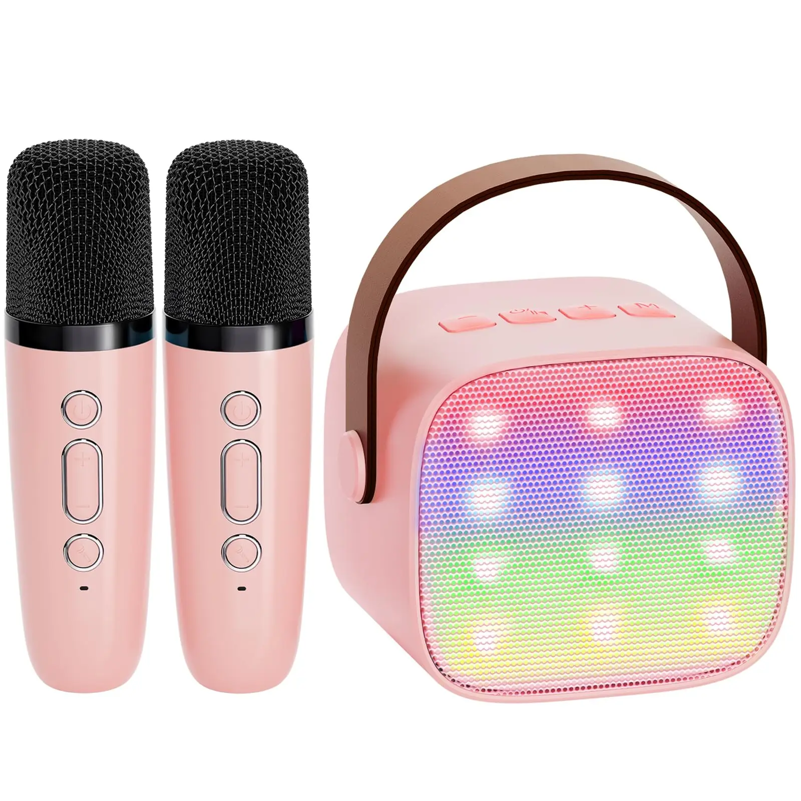 (rosa, 2 Micrófonos) Mini Máquina De Karaoke Portátil Con Bluetooth 5.3, Para Cantar En Casa Y En Familia