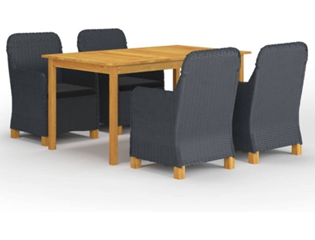 Conjunto 5 de comedor para jardín de VIDAXL gris oscuro