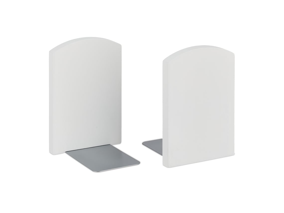 Suporte De Livros Relaxdays, Conjunto De 2, Para Livros, Cds, Dvds E Pastas, Hbt: 18x12x12 Cm, Em Bambu Branco