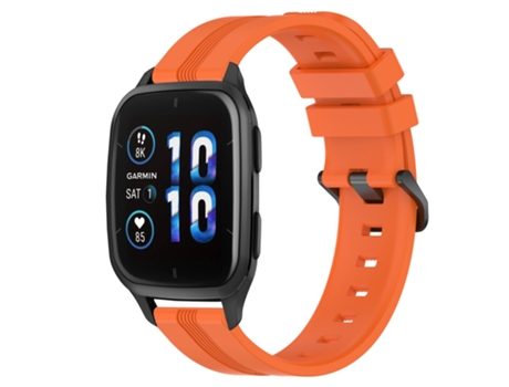 Correa de reloj inteligente para Garmin Forerunner Sq2 Correa de reloj cóncava de silicona a rayas de 20 mm (naranja)