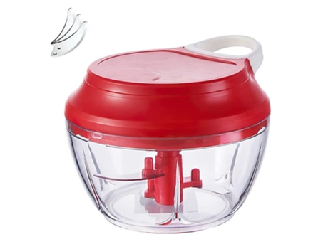Triturador manual de cebolla picadora de ajo, cortador de velocidad portátil Mini picadora de procesador de alimentos de cadena de tracción (500 ml...