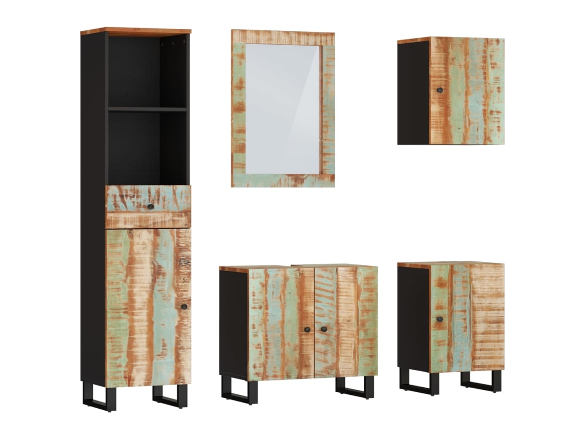 Maison Exclusive - Conjunto De Muebles De Baño 5 Piezas Madera Maciza Reciclada